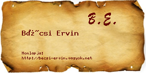 Bécsi Ervin névjegykártya