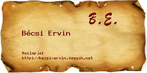 Bécsi Ervin névjegykártya